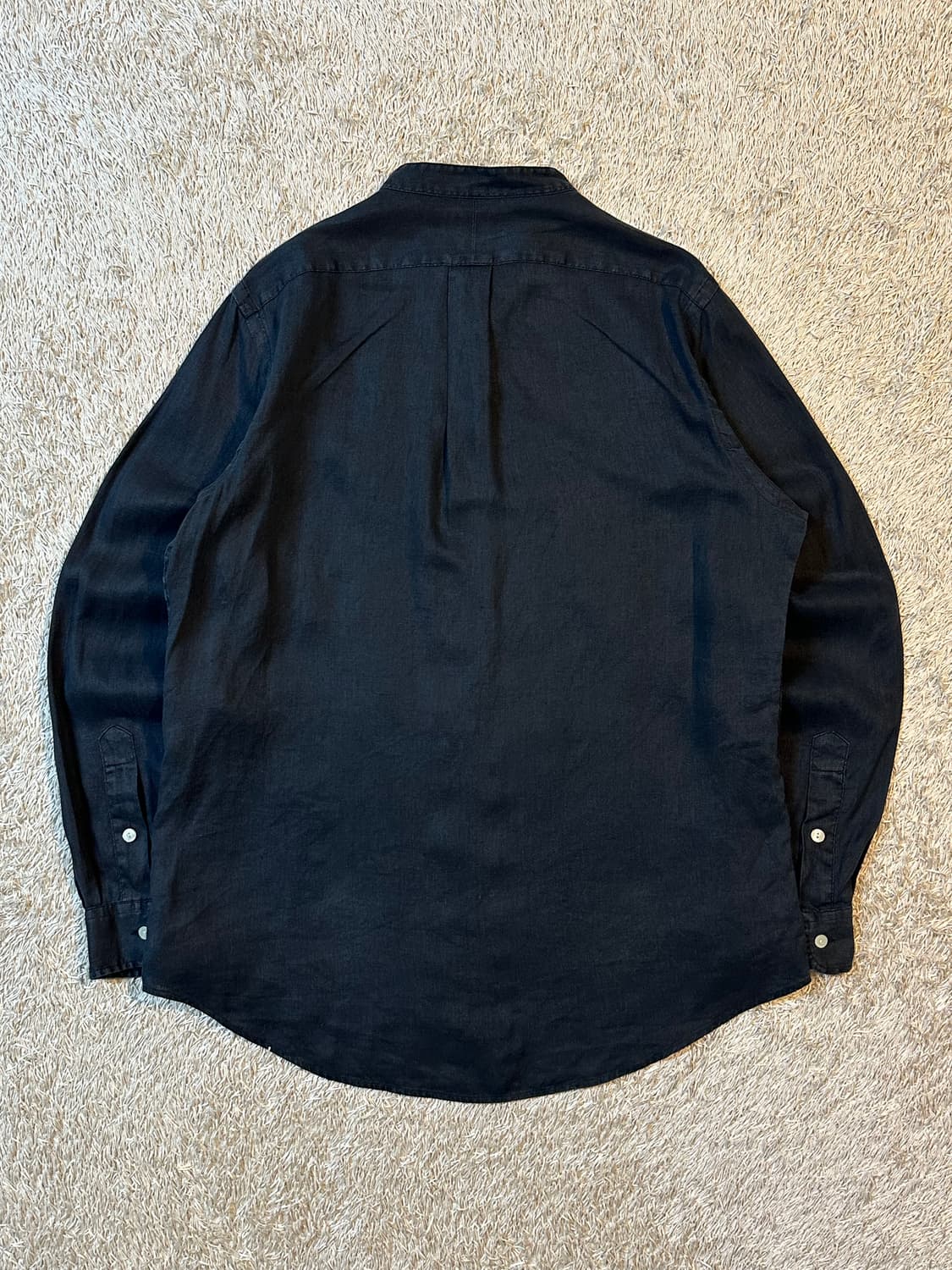 폴로 랄프로렌 신형 QR 클래식핏 차이나 카라넥 린넨셔츠 블랙 상품이미지3