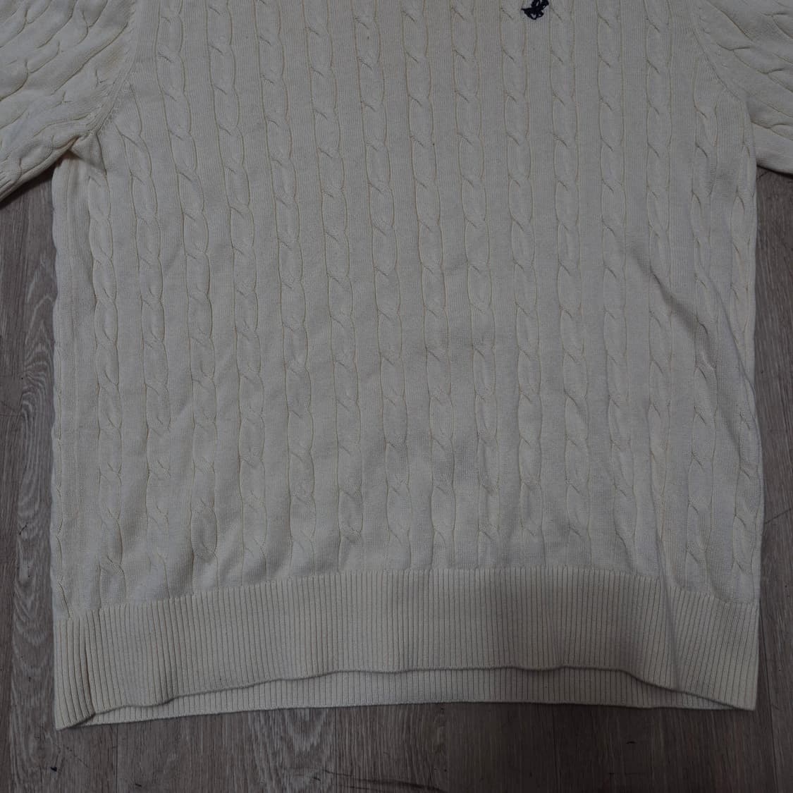 비버리리힐즈폴로클럽 자수로고 카라 케이블 꽈배기 니트 L(100) 상품이미지3