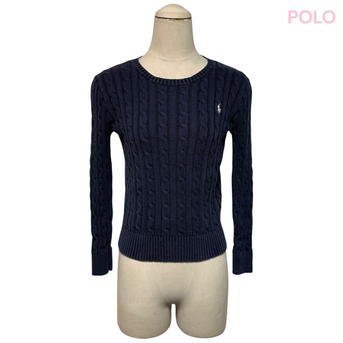 3672 폴로 랄프로렌 네이비 핑크 꽈베기니트 상품이미지1