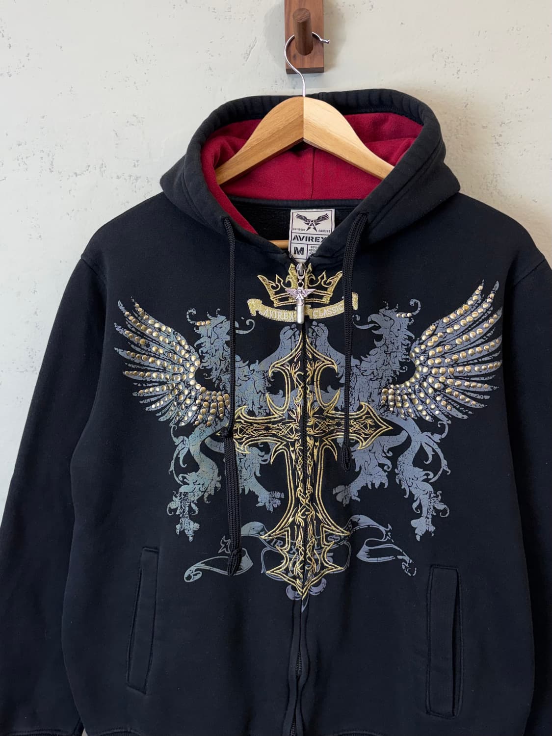 아비렉스 빈티지 크로스헤드 후드집업 블랙 상품이미지4