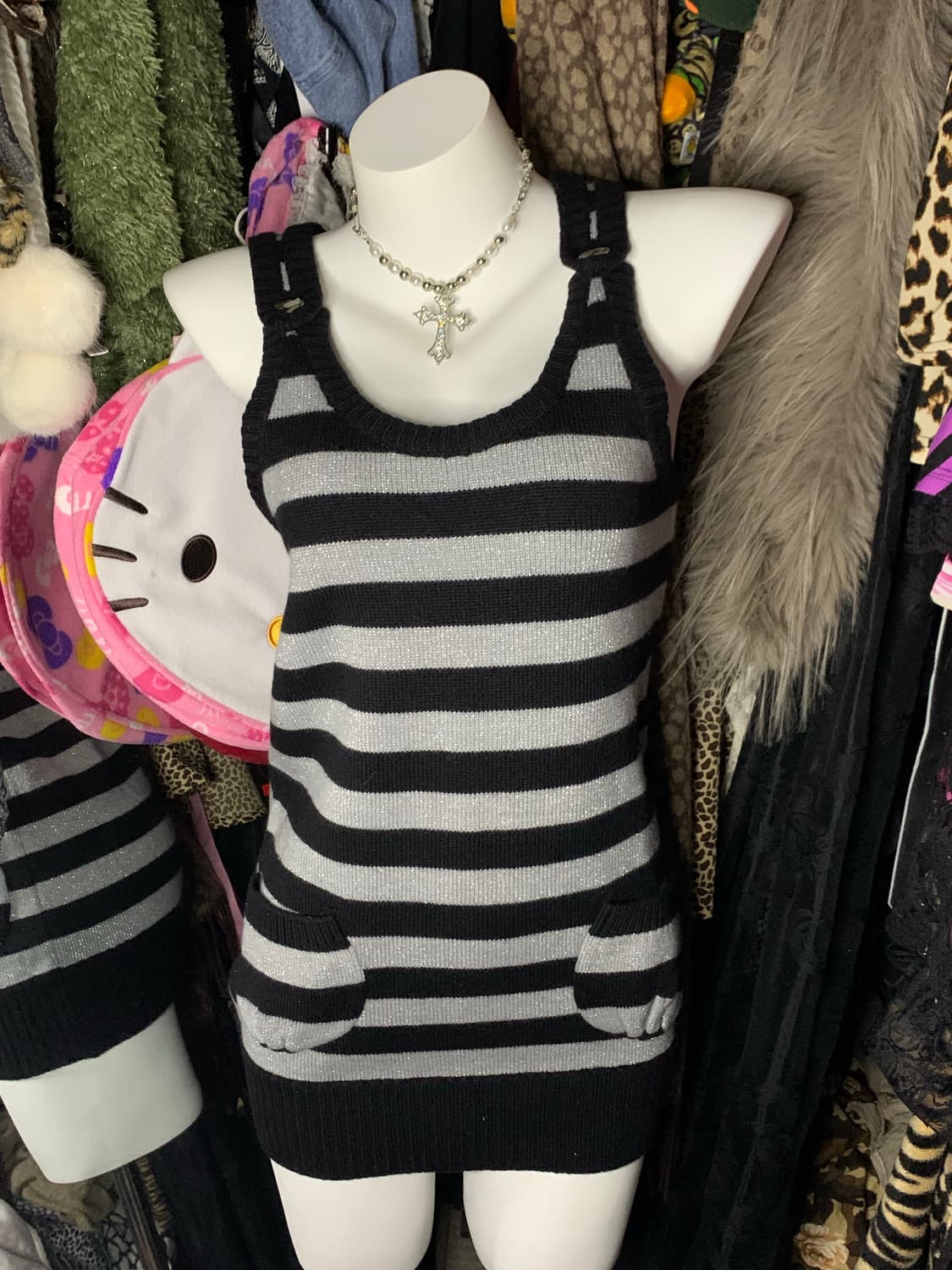 y2k 쇼콜라st 펑크 단가라 포켓 니트원피스 상품이미지1