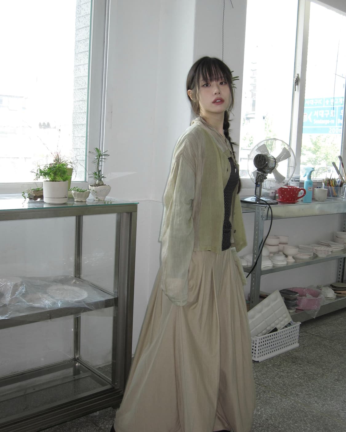 올리브 나뭇잎 블라우스 상품이미지5