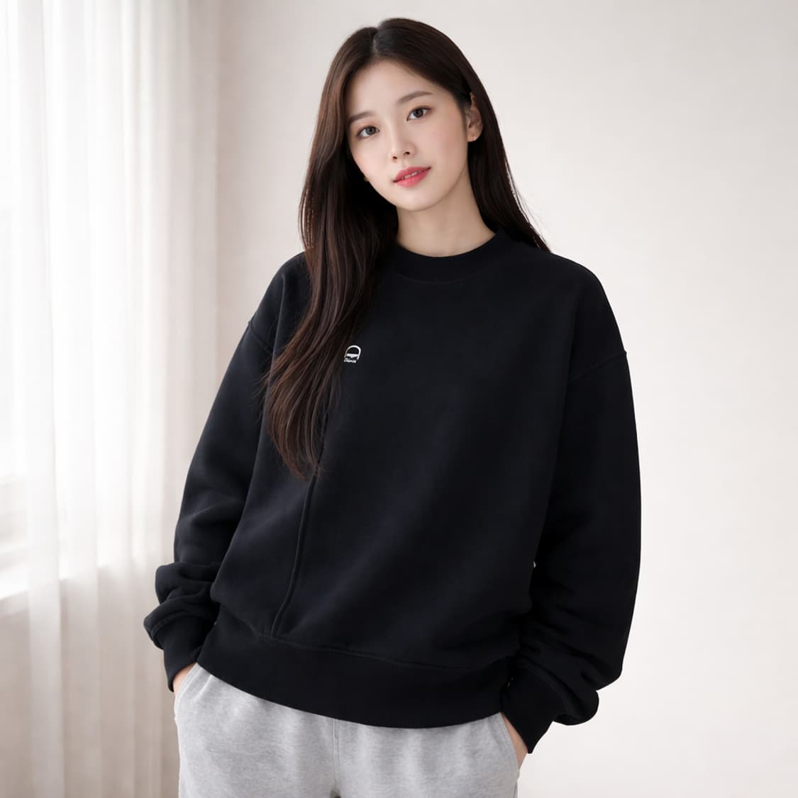 던스트 모크넥 스웻셔츠 블랙 상품이미지1