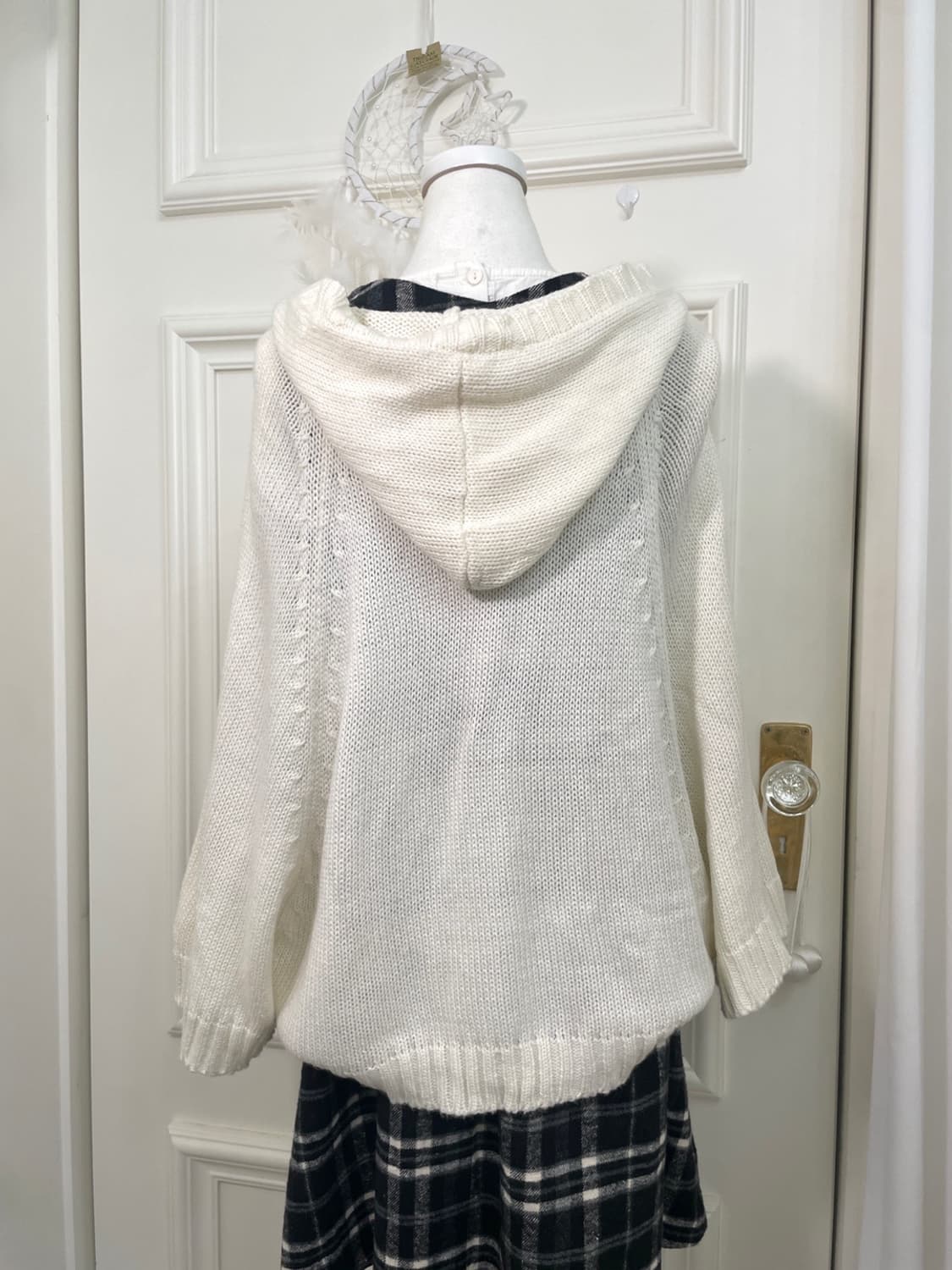 ivory pompom hoodie lovely mori  cape 상품이미지5