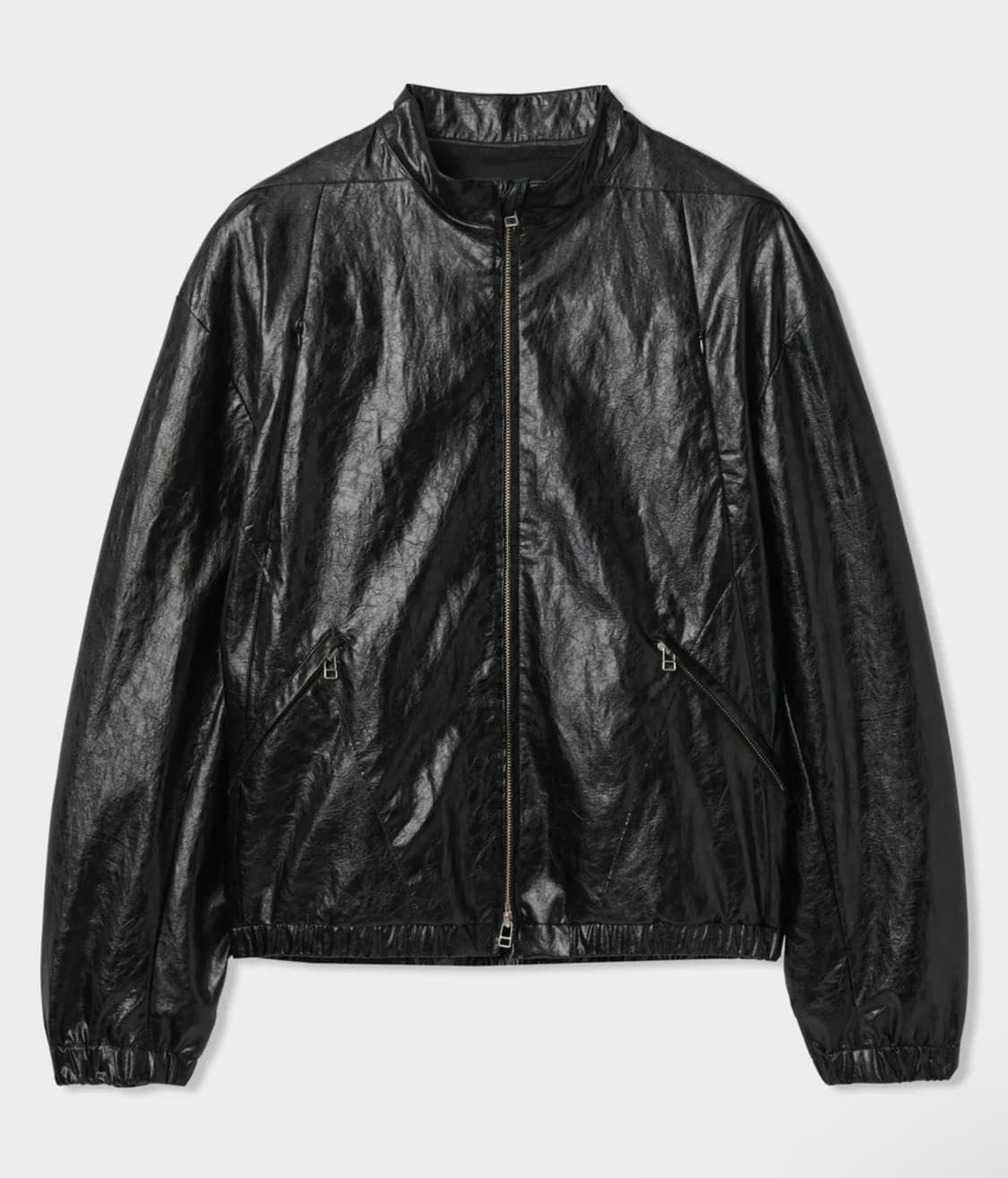 [3] 르마드 투톤 로우컷 밴딩 숏 자켓 - 블랙(크랙 레더) 상품이미지1