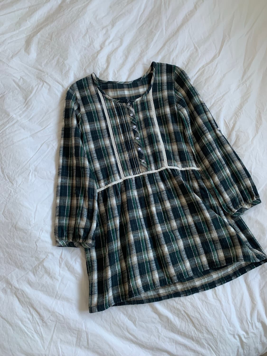 그린 체크 블라우스 상품이미지2