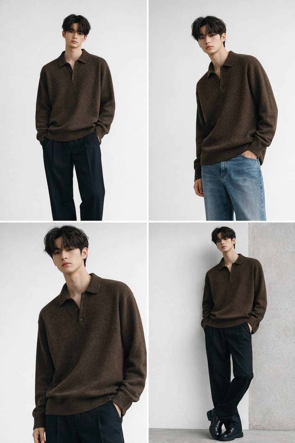 수아레 에어울 카라 니트 브라운 M 상품이미지2