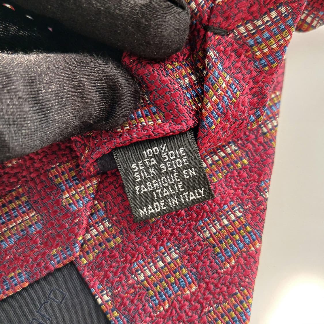 웅가로 실크 레드 지오메트릭 패턴 넥타이 9.6cm A+등급 A18562 상품이미지7