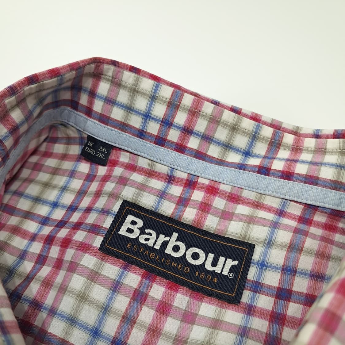 CL534 2XL 바버 포르투갈판 핑크 마이크로체크 버튼다운 셔츠 남방 상품이미지3
