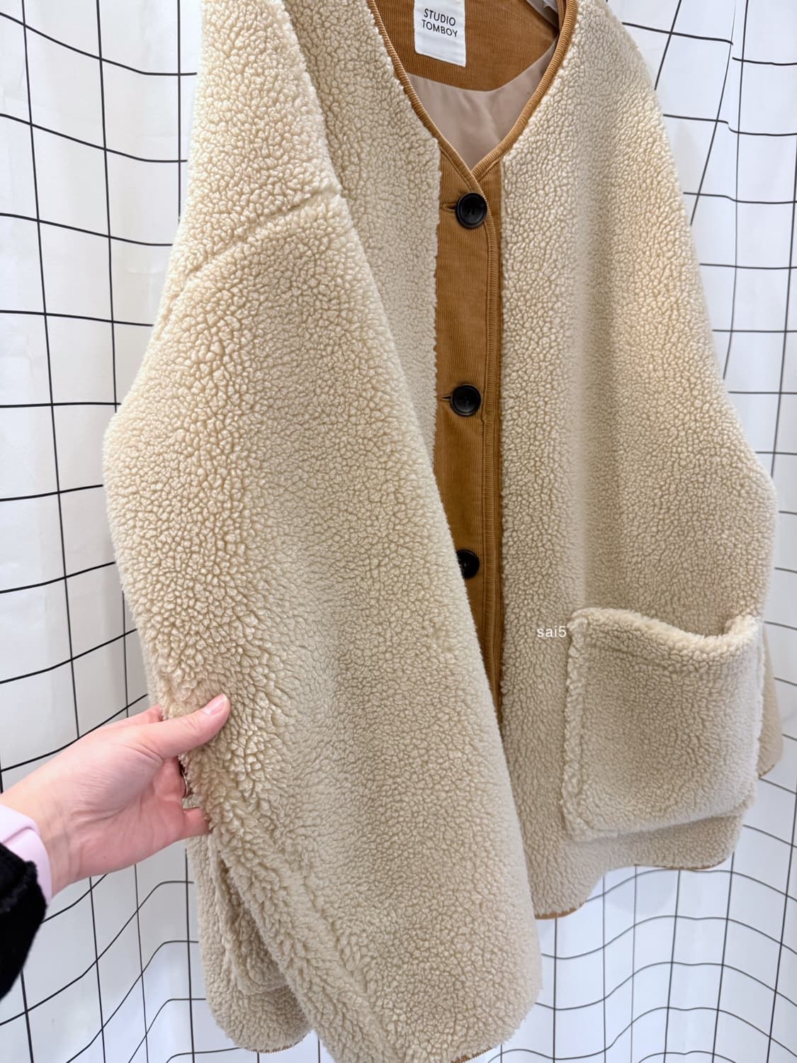 스튜디오톰보이 코듀로이배색 뽀글이자켓 상품이미지5