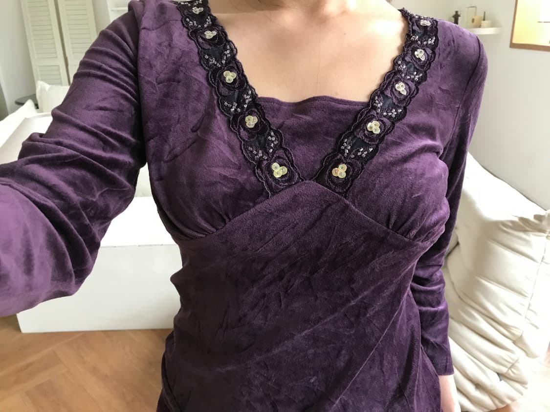 vintage purple velvet top 상품이미지1