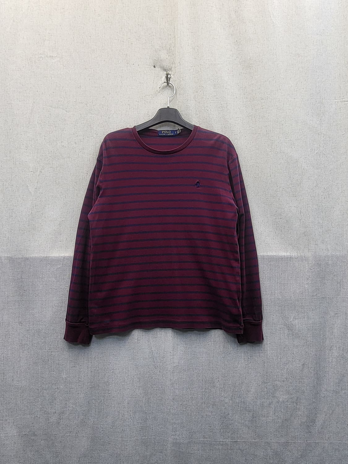 폴로 랄프로렌 스트라이프 긴팔티 버건디 상품이미지1
