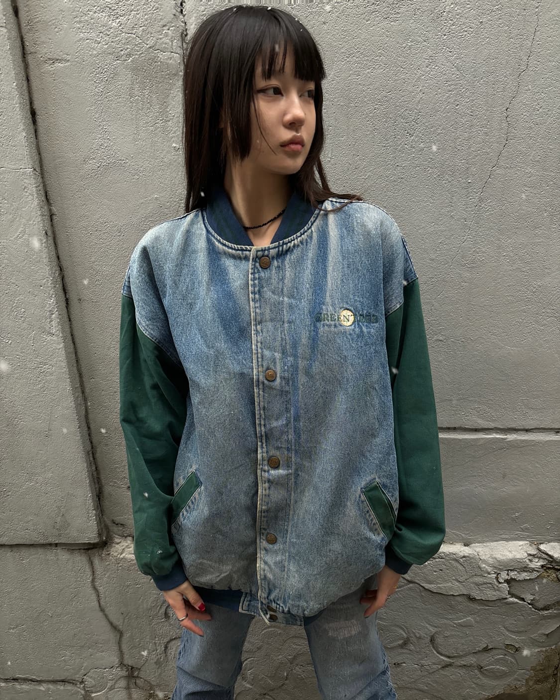 90s vintage denim varsity jacket 상품이미지1