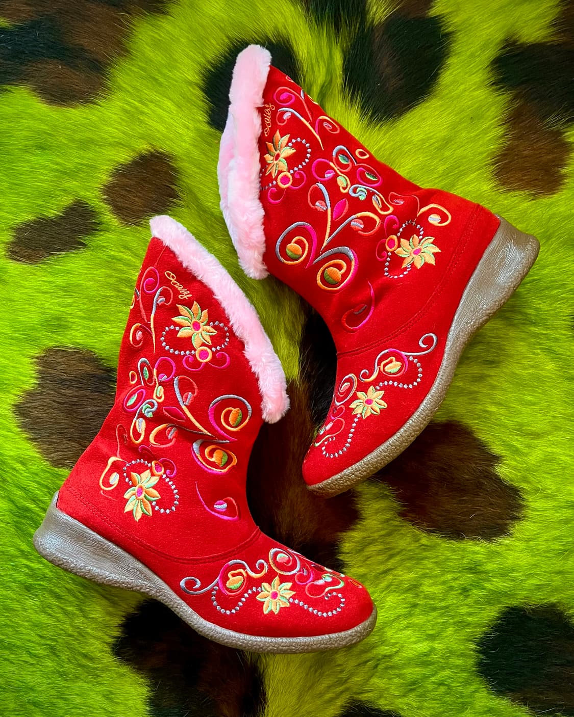 90-00s Oilily Leather Fur Western Boots 상품이미지4