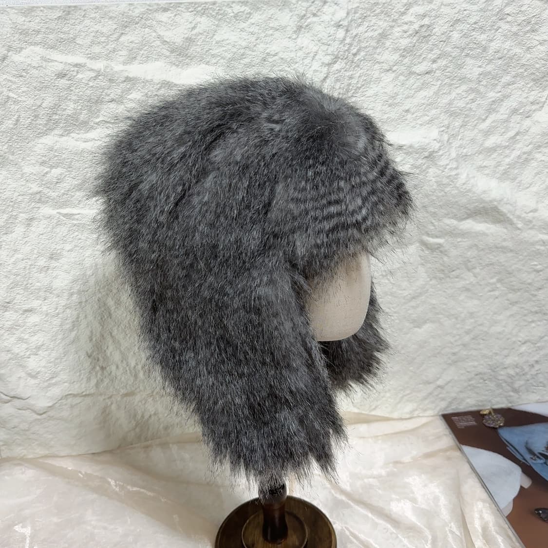 빈티지 그레이 인조라쿤퍼 군밤모자 상품이미지2