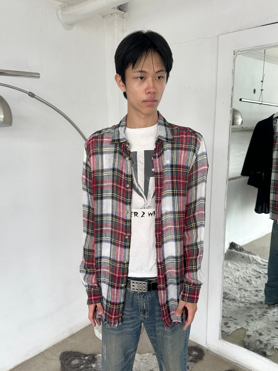 디젤 그런지 체크 집업 셔츠 상품이미지1