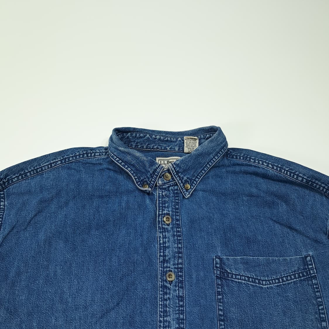 CL512 XL 엘엘빈 90s 코튼 버튼다운 인디고 블루 데님셔츠 남방 상품이미지2