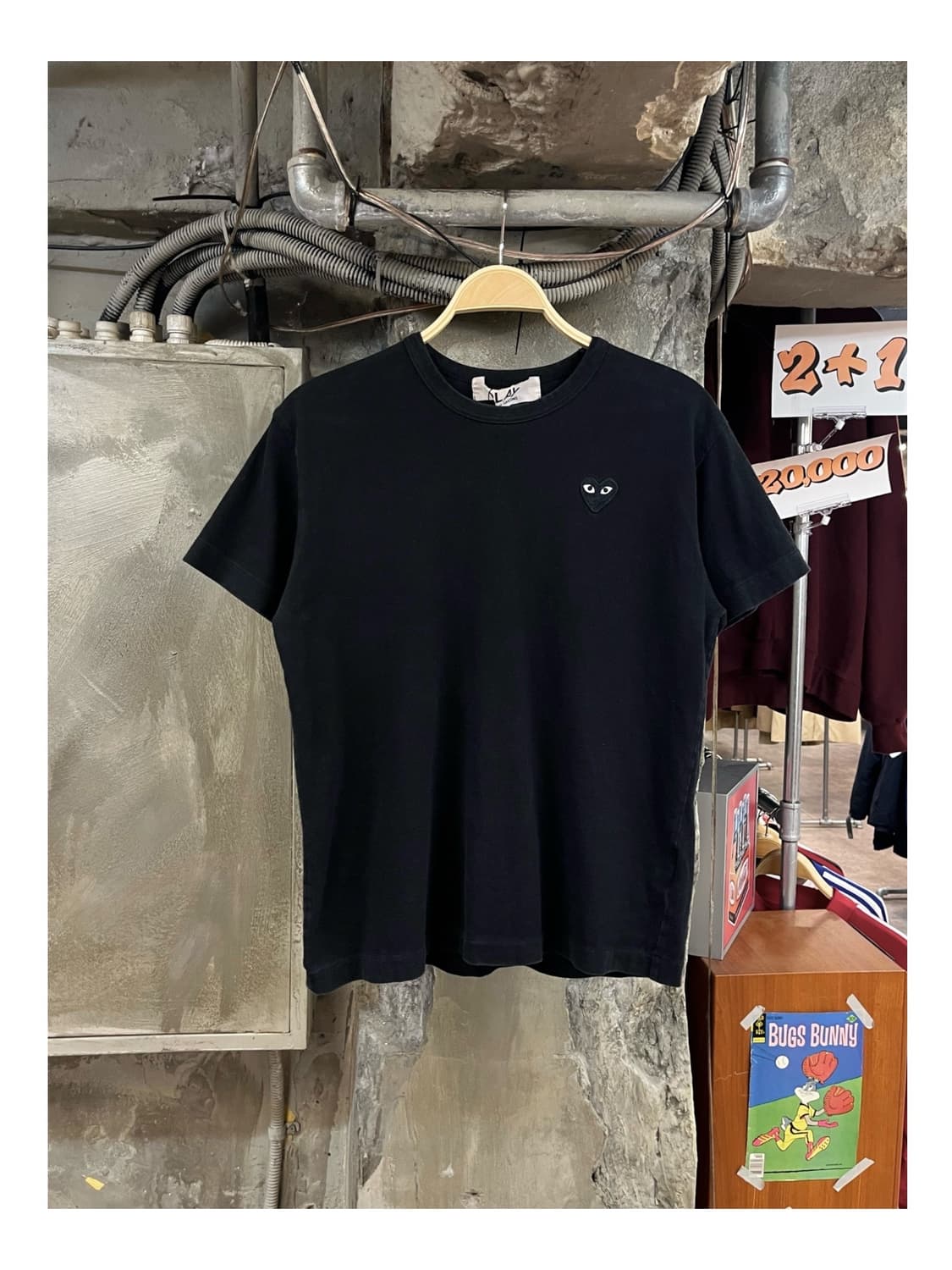 꼼데가르송 블랙 하트 와펜 반팔티 블랙 L #csz3479 상품이미지1