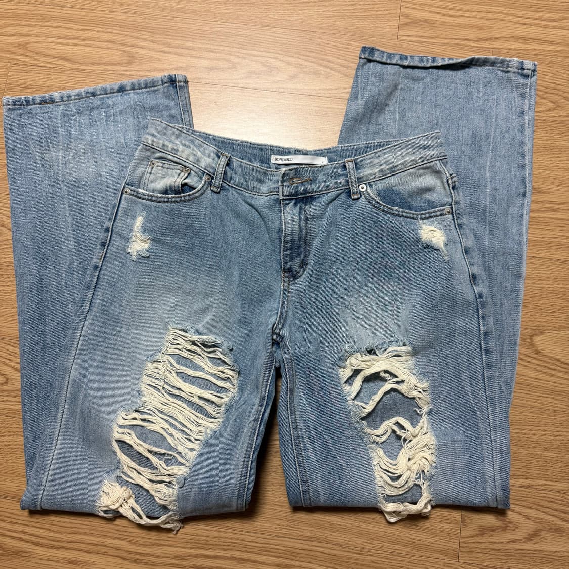 보헤미안서울 데미지 와이드 데님 팬츠 L 상품이미지2