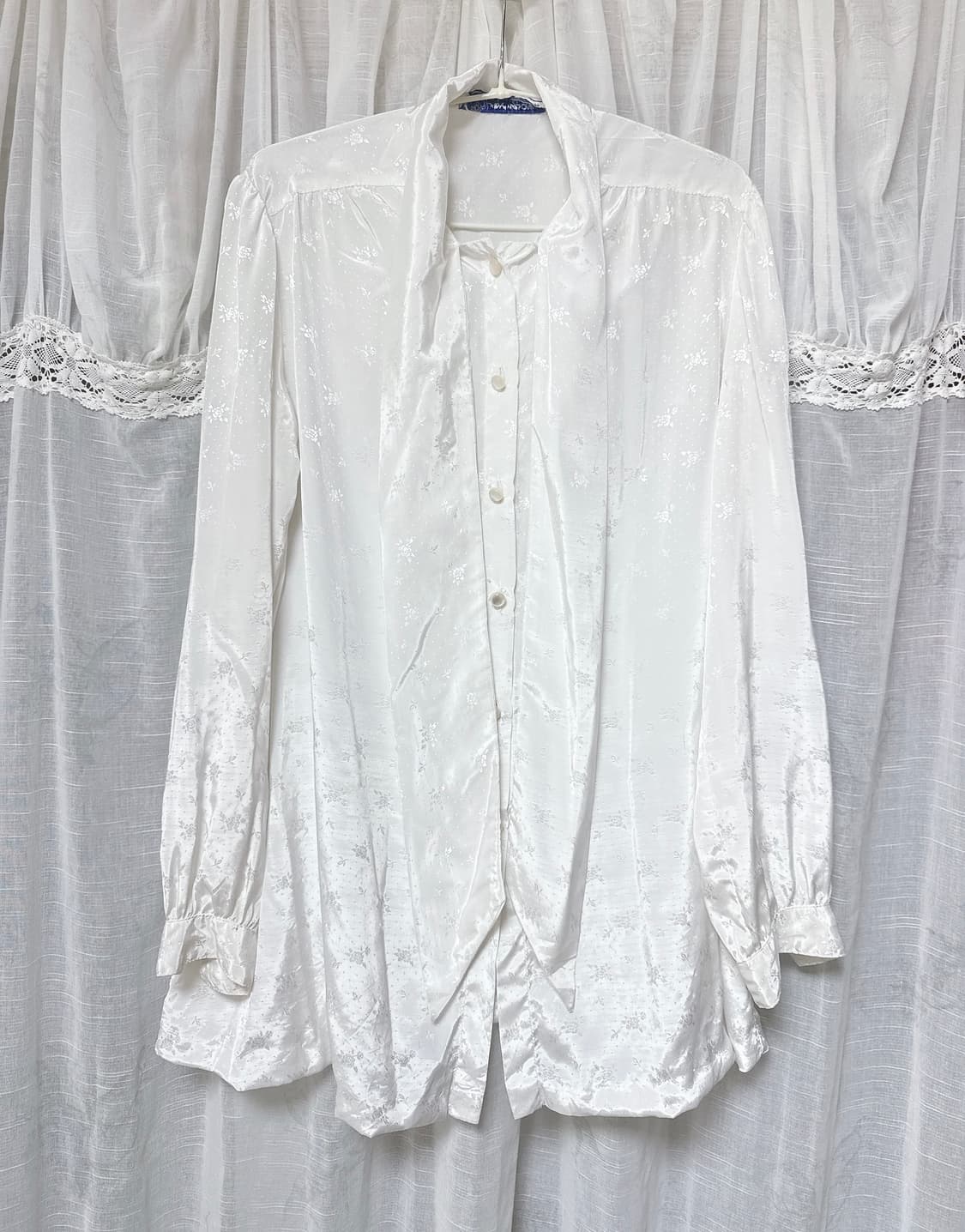 Oree 오르에 캐나다 빈티지 자가드 자카드 스카프 블라우스  상품이미지3
