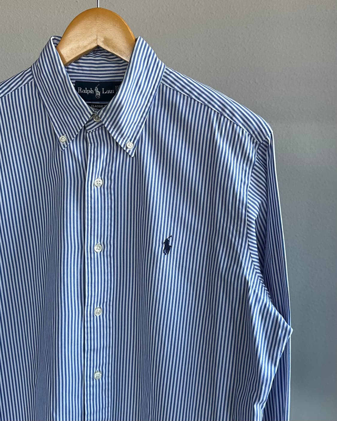 [M]폴로 랄프로렌 클래식핏 블루 스트라이프 셔츠 상품이미지3