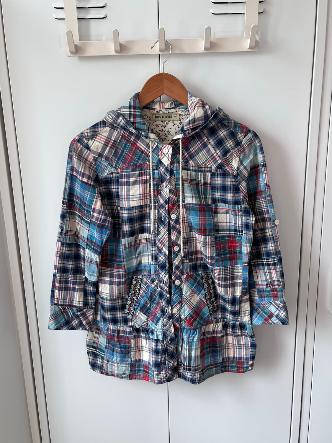 Back Number 체크 패치워크 프릴 후드 셔츠집업 상품이미지7