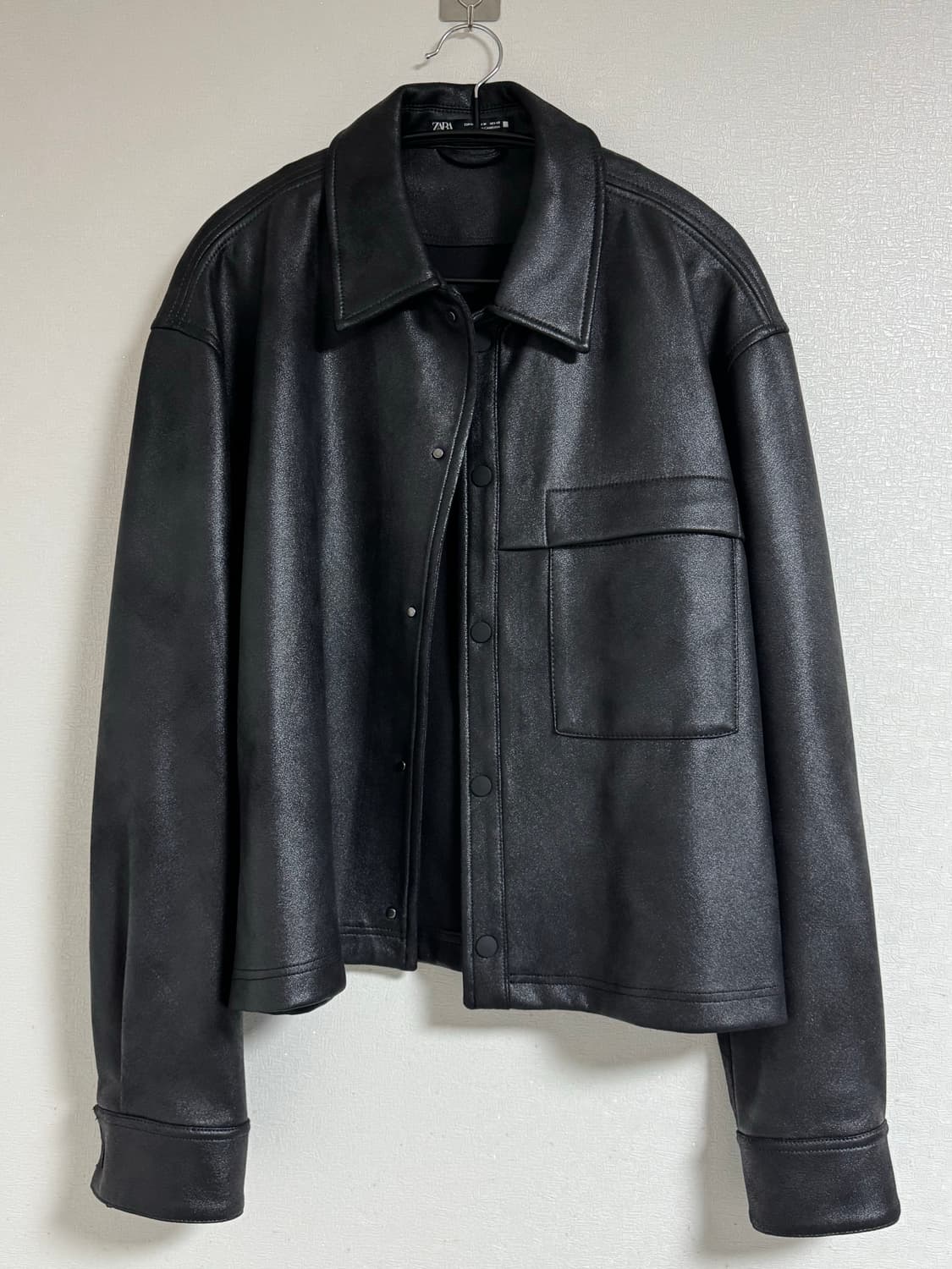 ZARA 크롭 블랙 레더자켓 상품이미지1