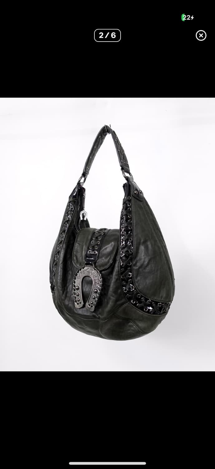 betsey johnson 블랙 레이스업 가죽 백 상품이미지2