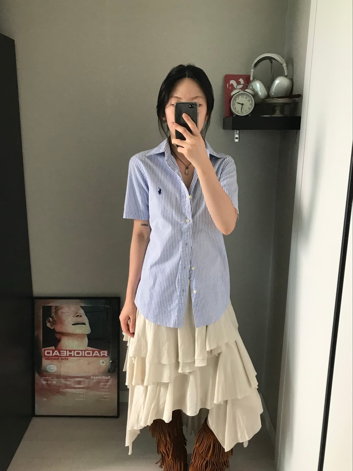 폴로 랄프로렌 포니로고 시어서커 스트라이프 반팔 셔츠 상품이미지3