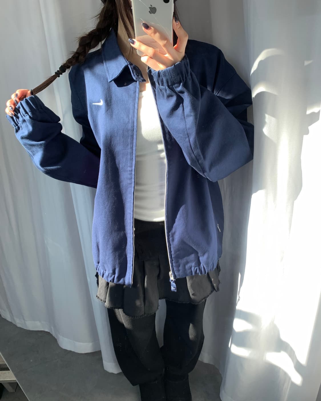 Nike 나이키 스우시로고 블루 코튼 자켓 상품이미지8