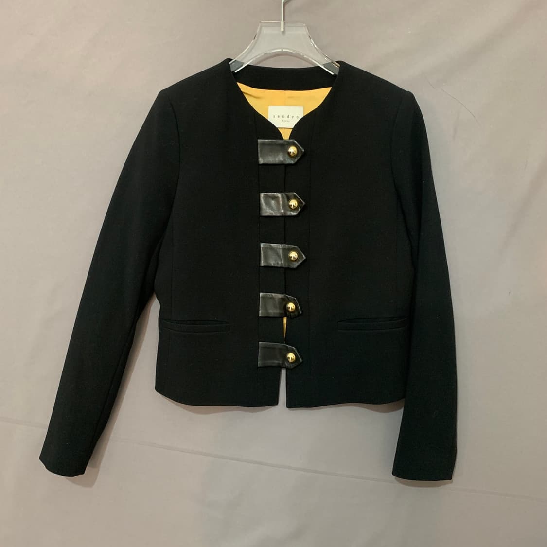 36 SANDRO 산드로 비니 레더 탭 금장 버튼 자켓 상품이미지2