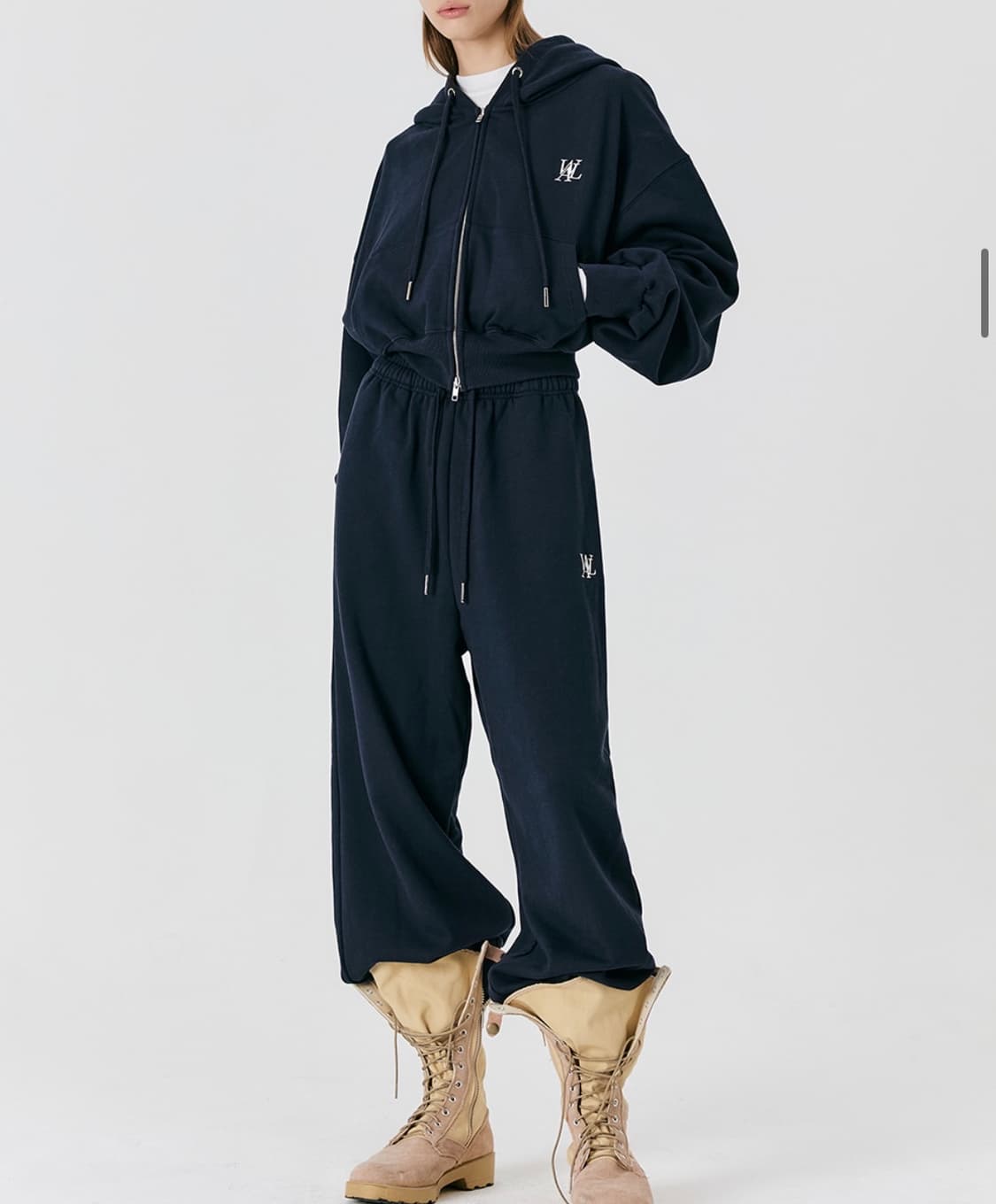 우알롱 Signature relax wide pants - NAVY 상품이미지2