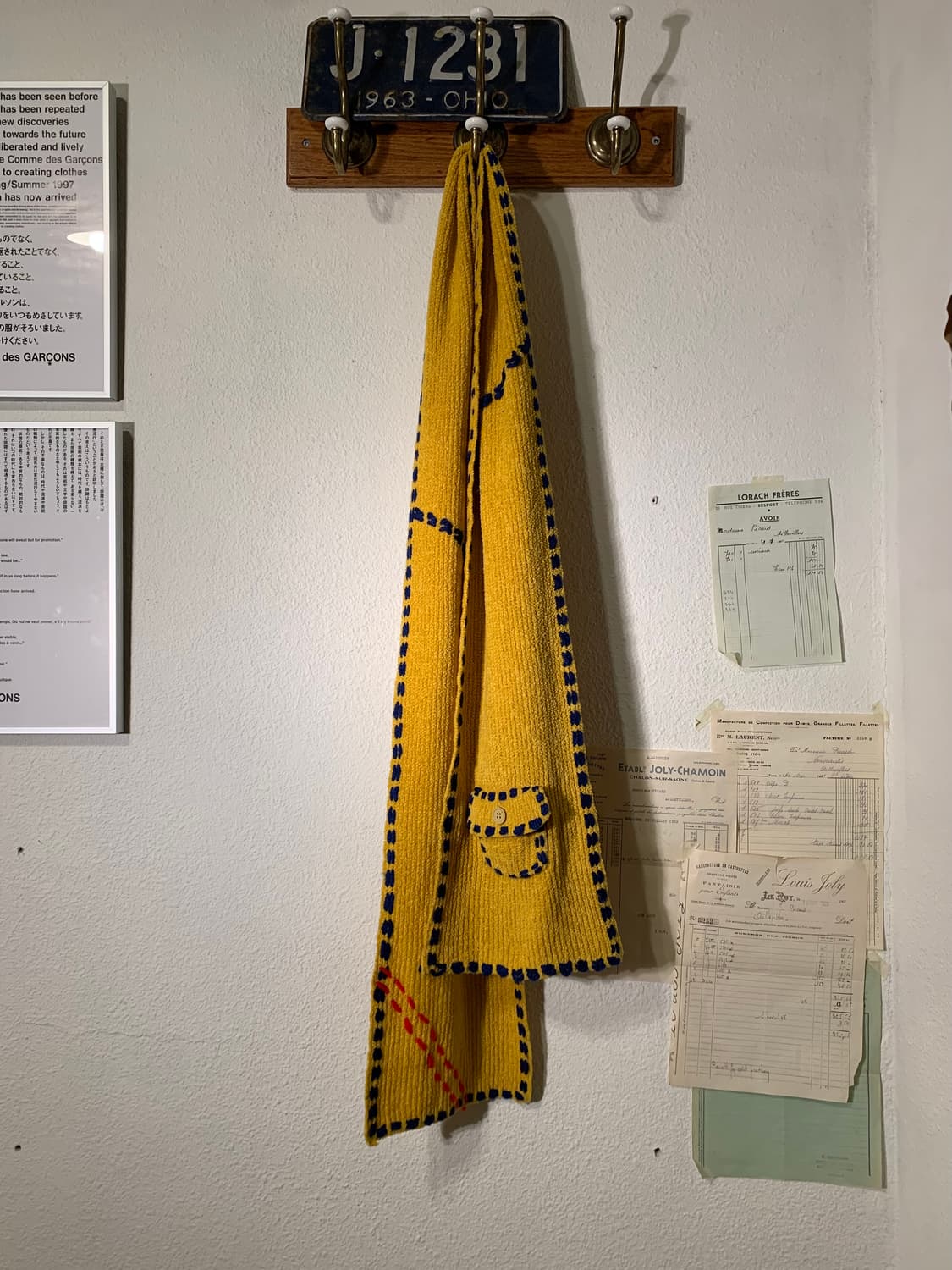 핑거린 핸드스티치 포켓 머플러 네이비 옐로 상품이미지2