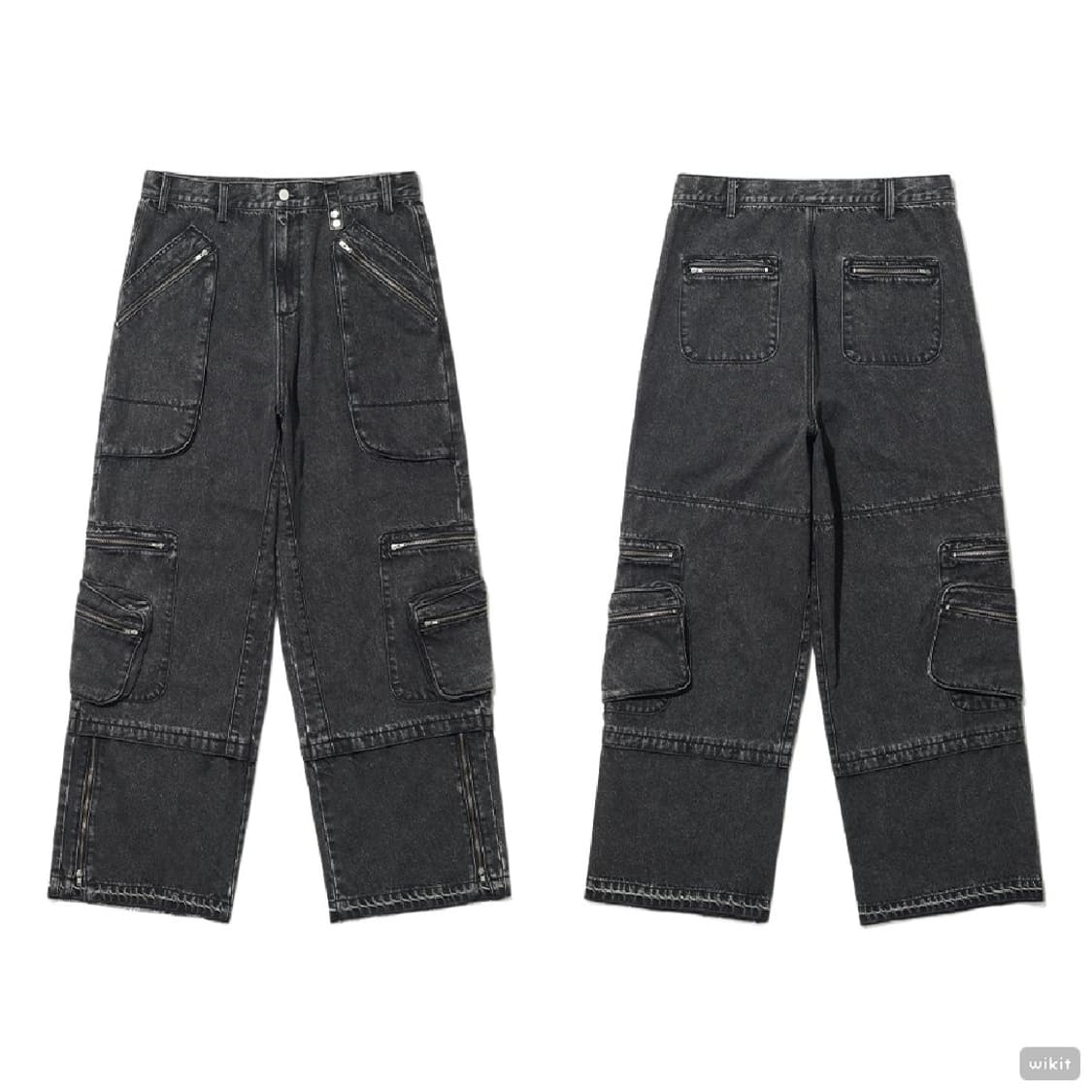 [당일배송] 빅유니온 M-ZIPPER 블랙 워싱 데님 와이드 팬츠  상품이미지2