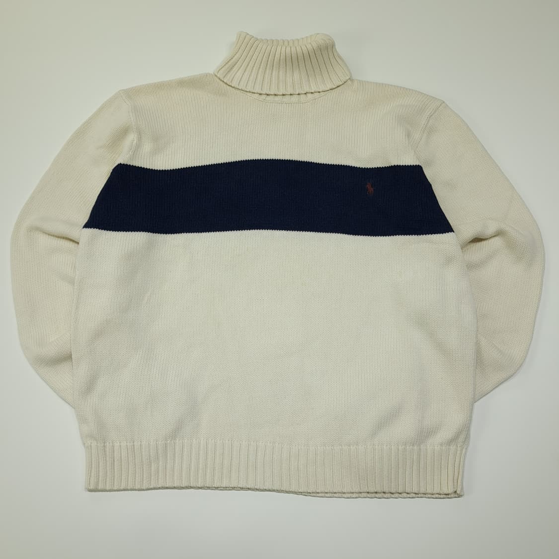 CL092 L 폴로 랄프로렌 아이보리 & 네이비 스트라이프 터틀넥 니트 상품이미지1
