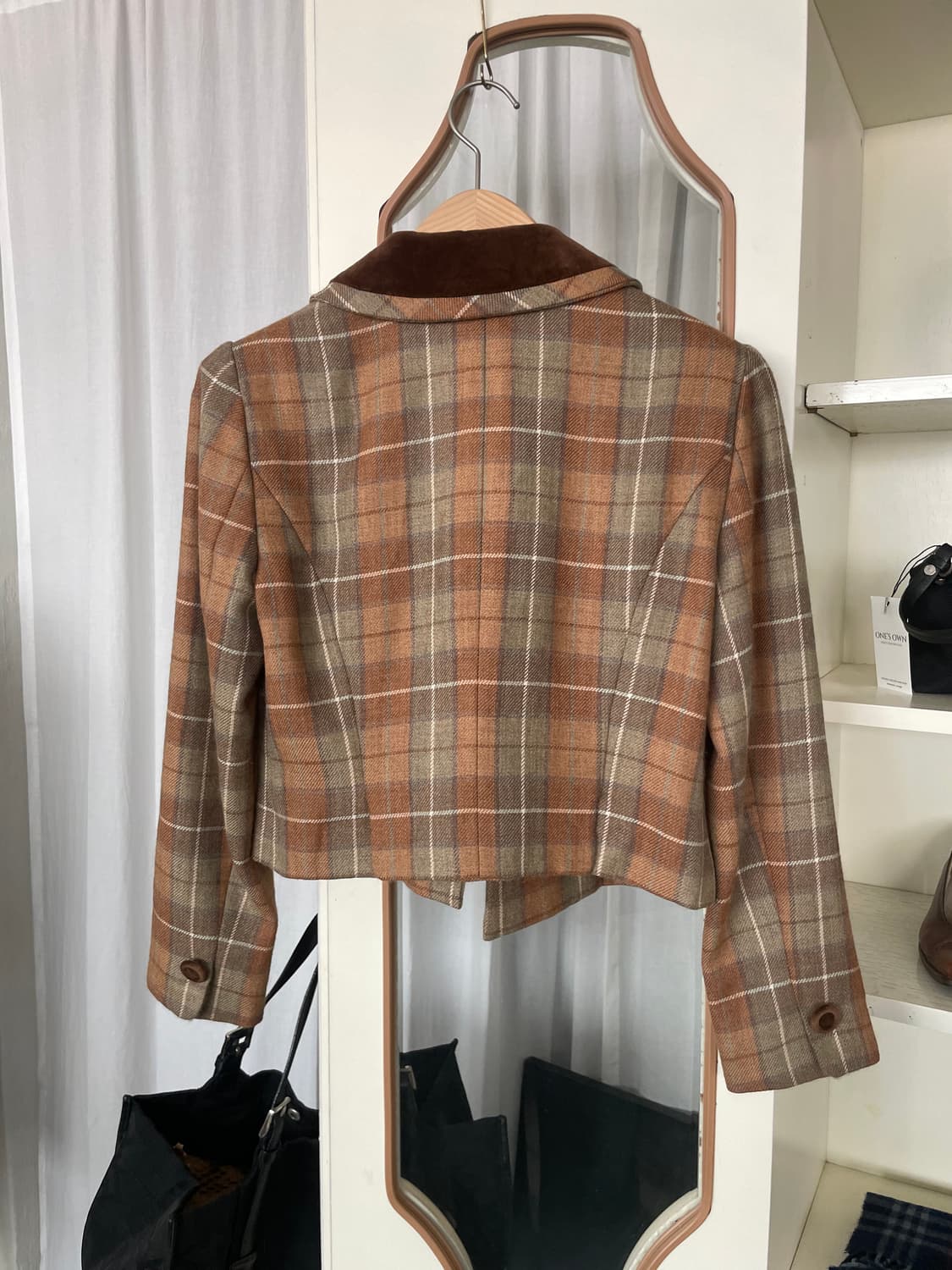 plaid double breasted cropped jacket 상품이미지6