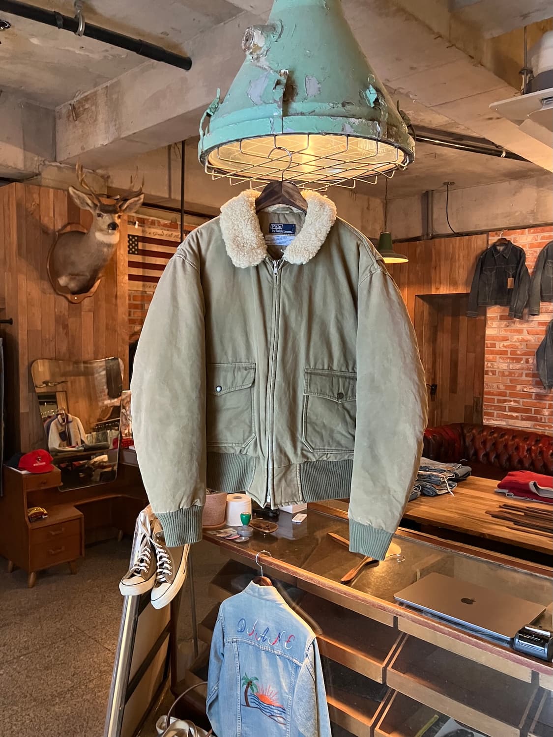 90s 빈티지 폴로 랄프로렌 코튼 G-1 다운 봄버 자켓 상품이미지1