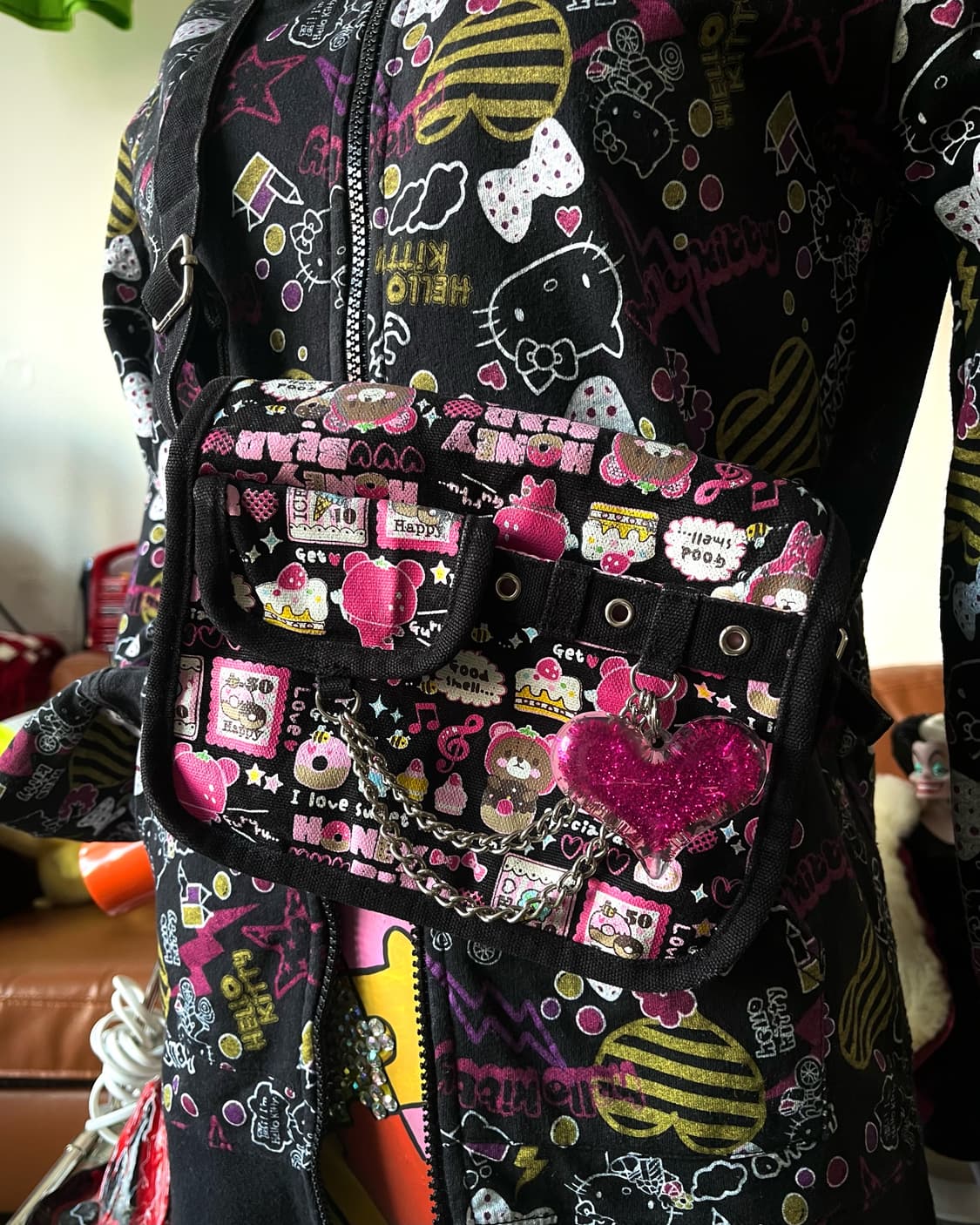 Jpn Vintage GAL Heart Chain Hip Sack 상품이미지2