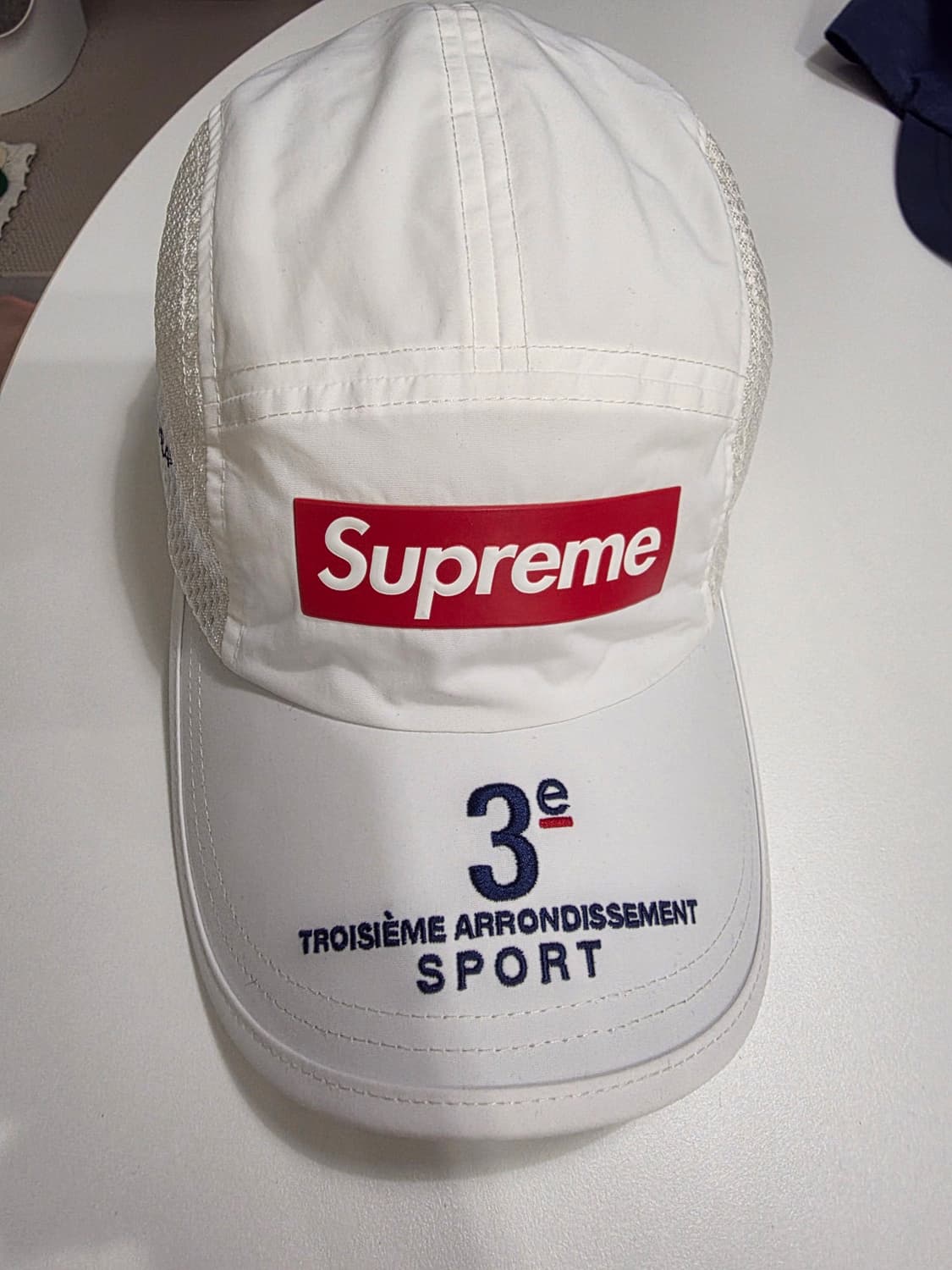 24ss 슈프림 메쉬 사이드 패널 화이트 캠프캡 상품이미지3