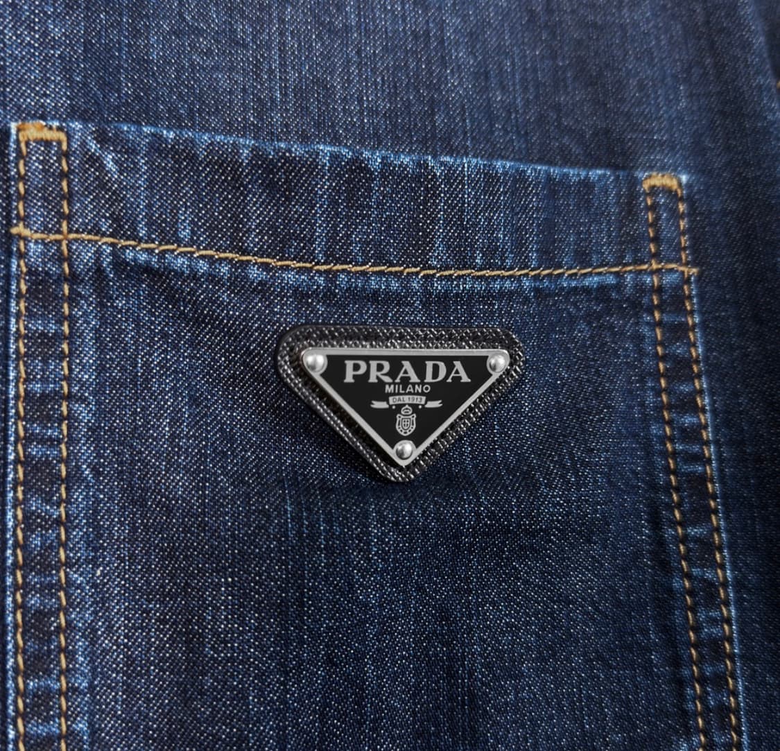 [XL] 프라다 남성 라이트 데님 지퍼 크롭 청 자켓 네이비 GEB255 상품이미지4