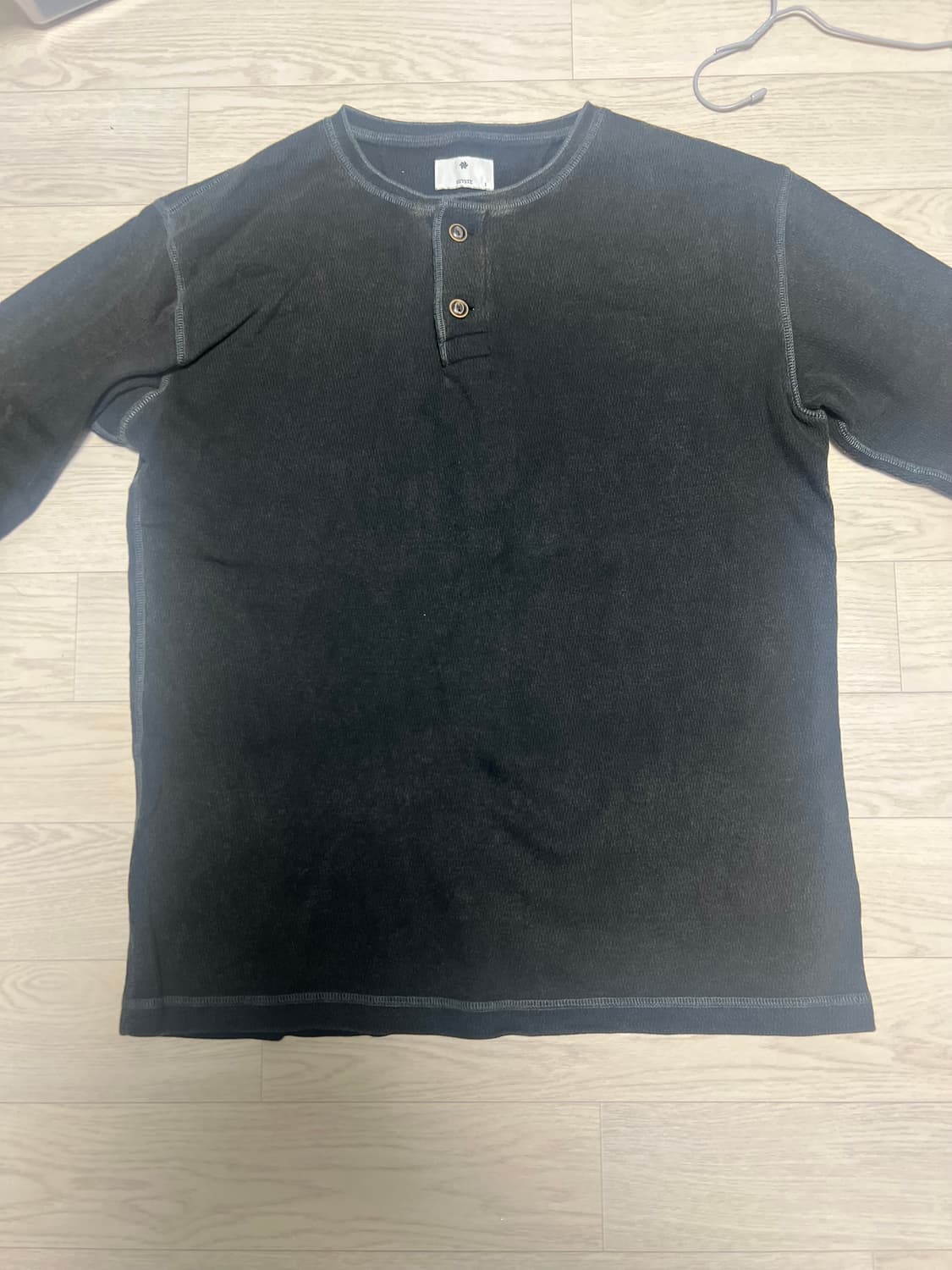 헤이스트 와플 니트 헨리 셔츠 빈티지 블랙(1사이즈) 상품이미지2