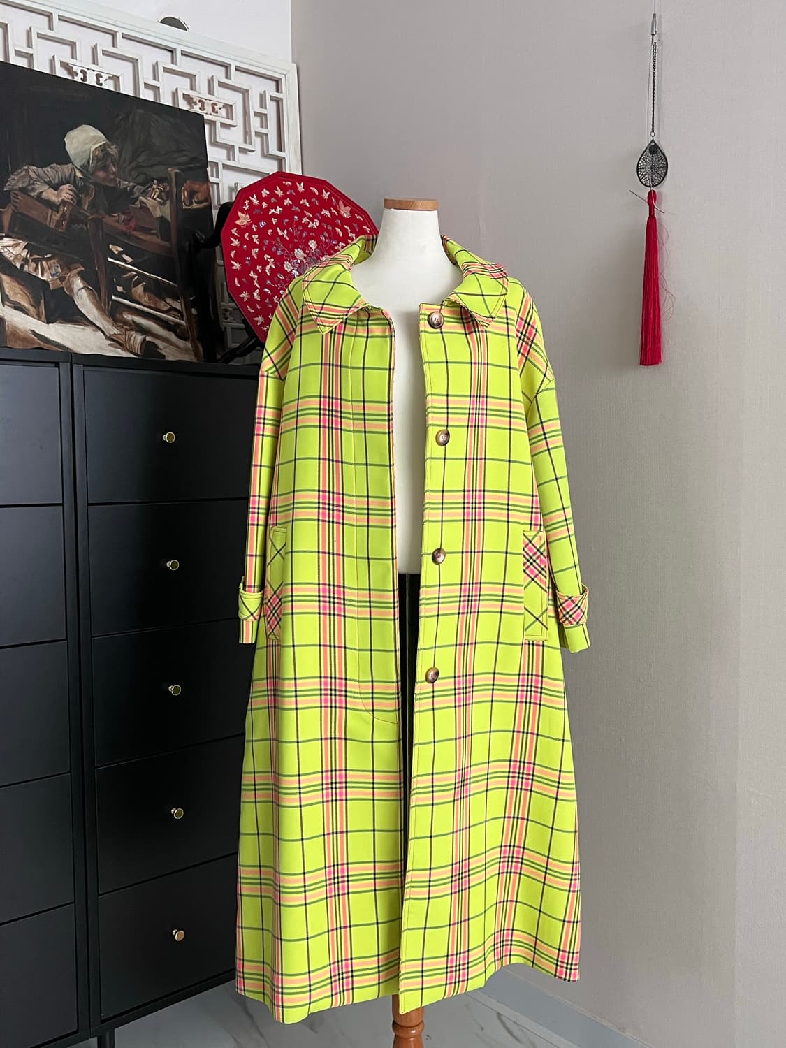 Neon Checkered long Jacket 상품이미지1