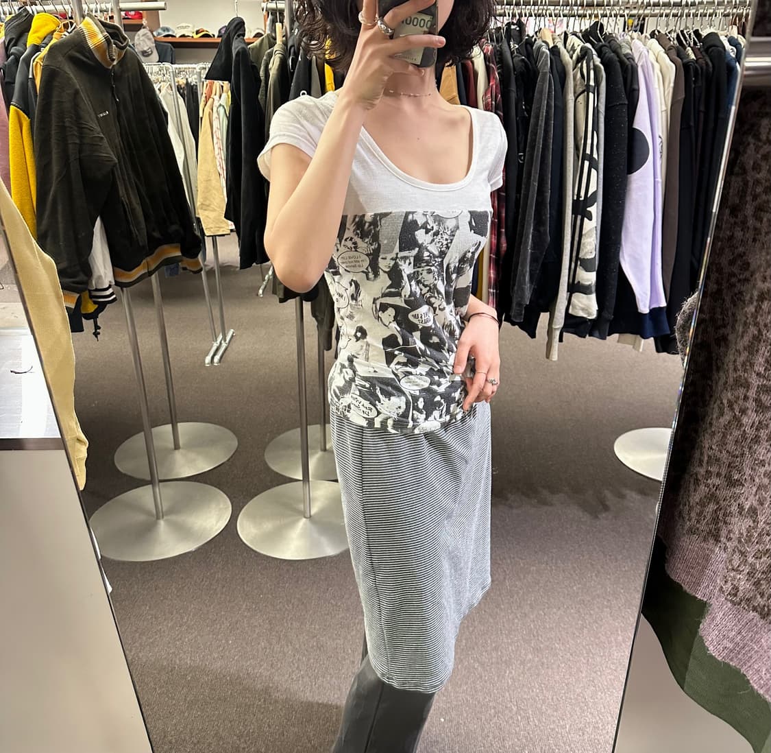 OS)Lip survice vintage 여성 프린팅 화이트 반팔 티셔츠 상품이미지2