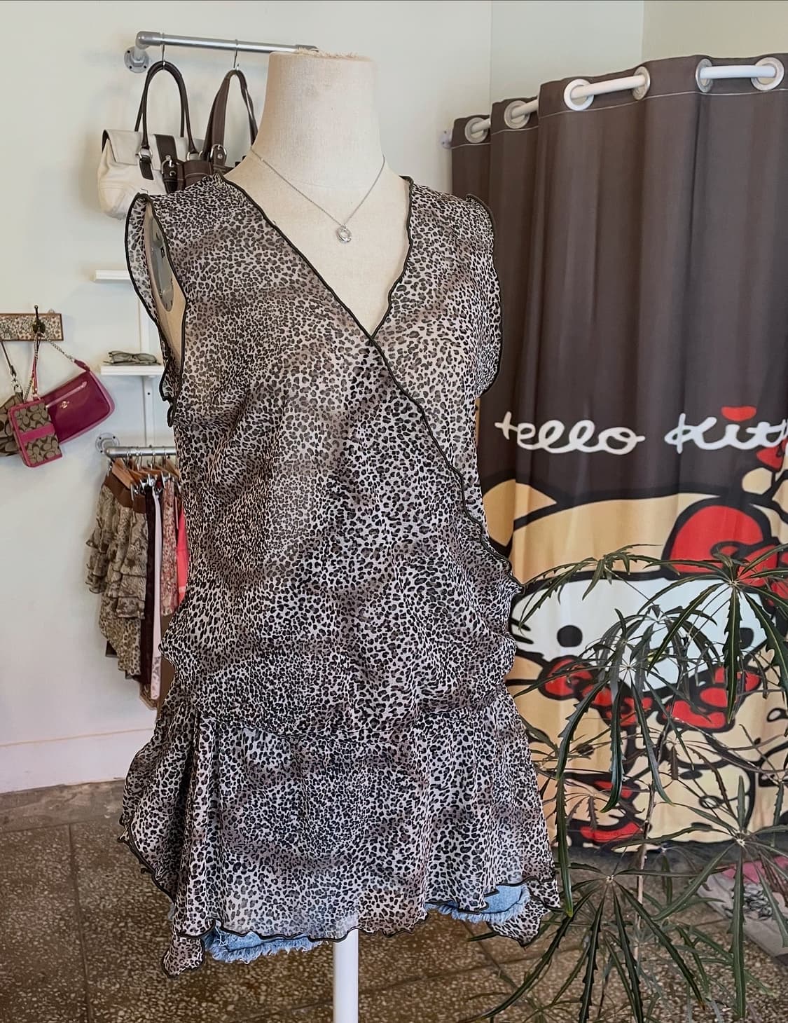 레오파드 레이어드 슬리브리스 [무배] 상품이미지3