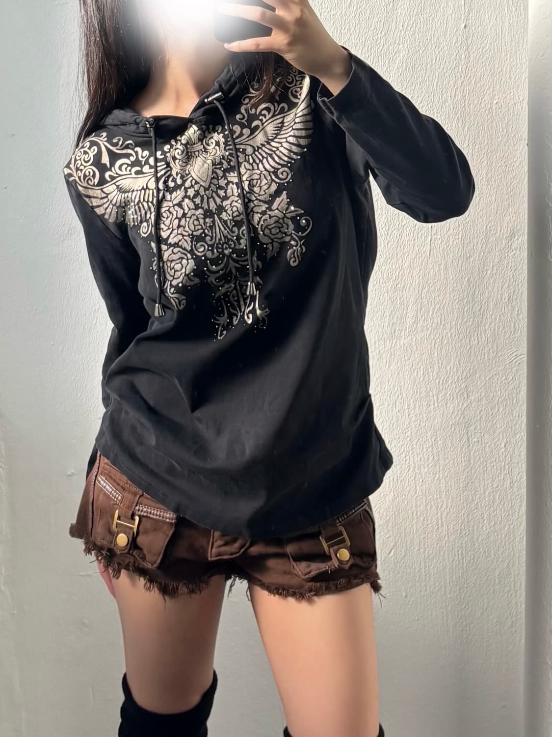 Vintage Black Wing Graphic Hood 상품이미지2