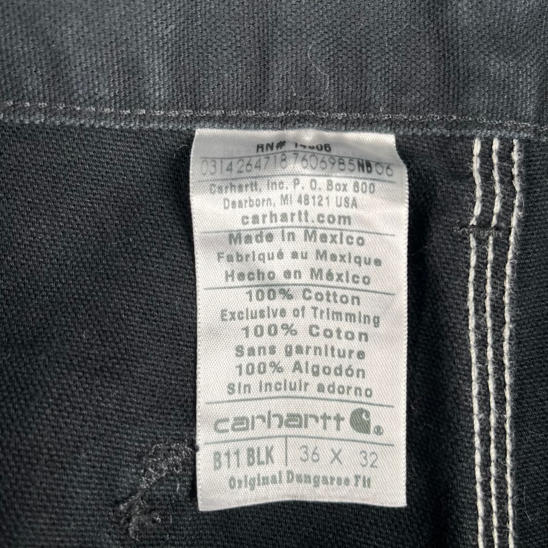 칼하트 블랙 싱글니 카펜터 팬츠 B11BLK 상품이미지4