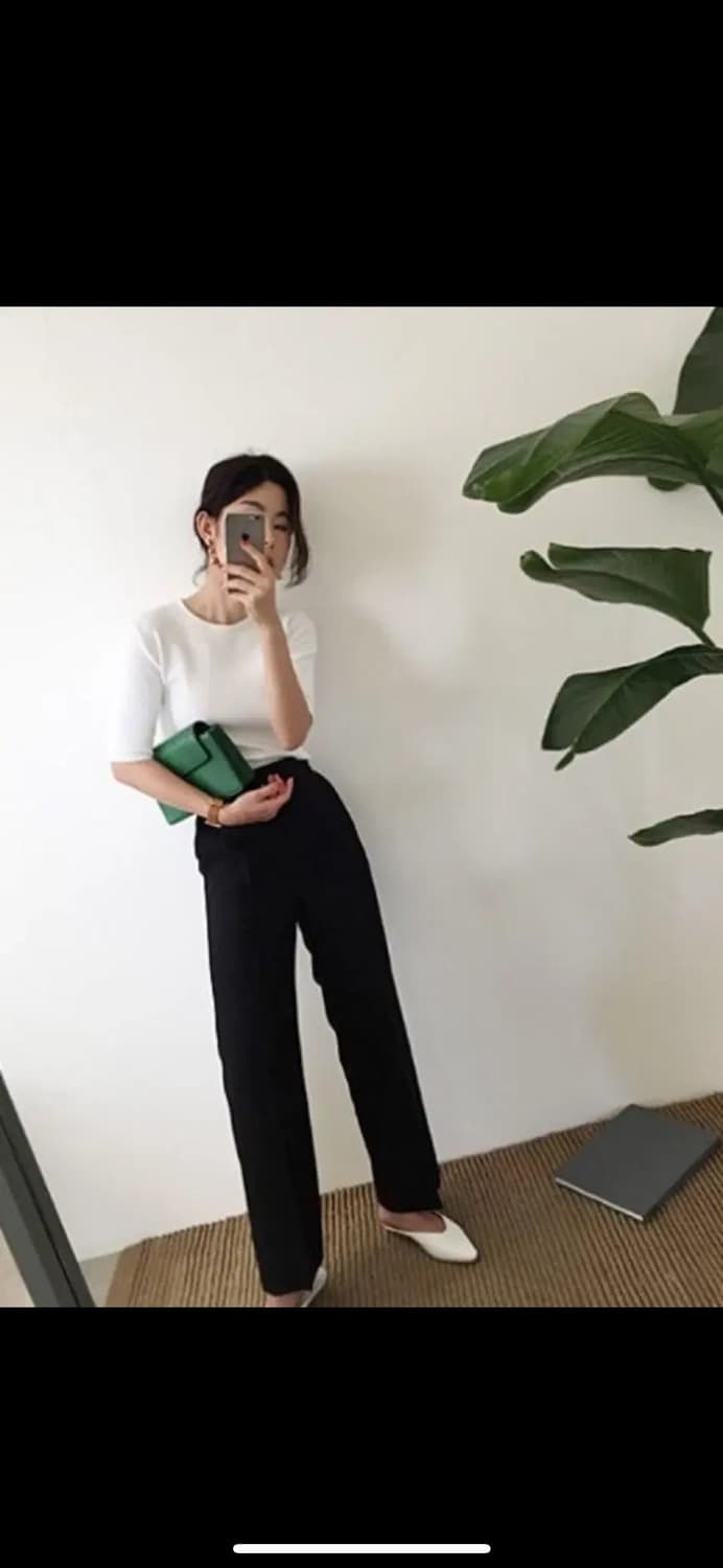 오르 라운드 고밀도 5부 니트 화이트,블랙 상품이미지3