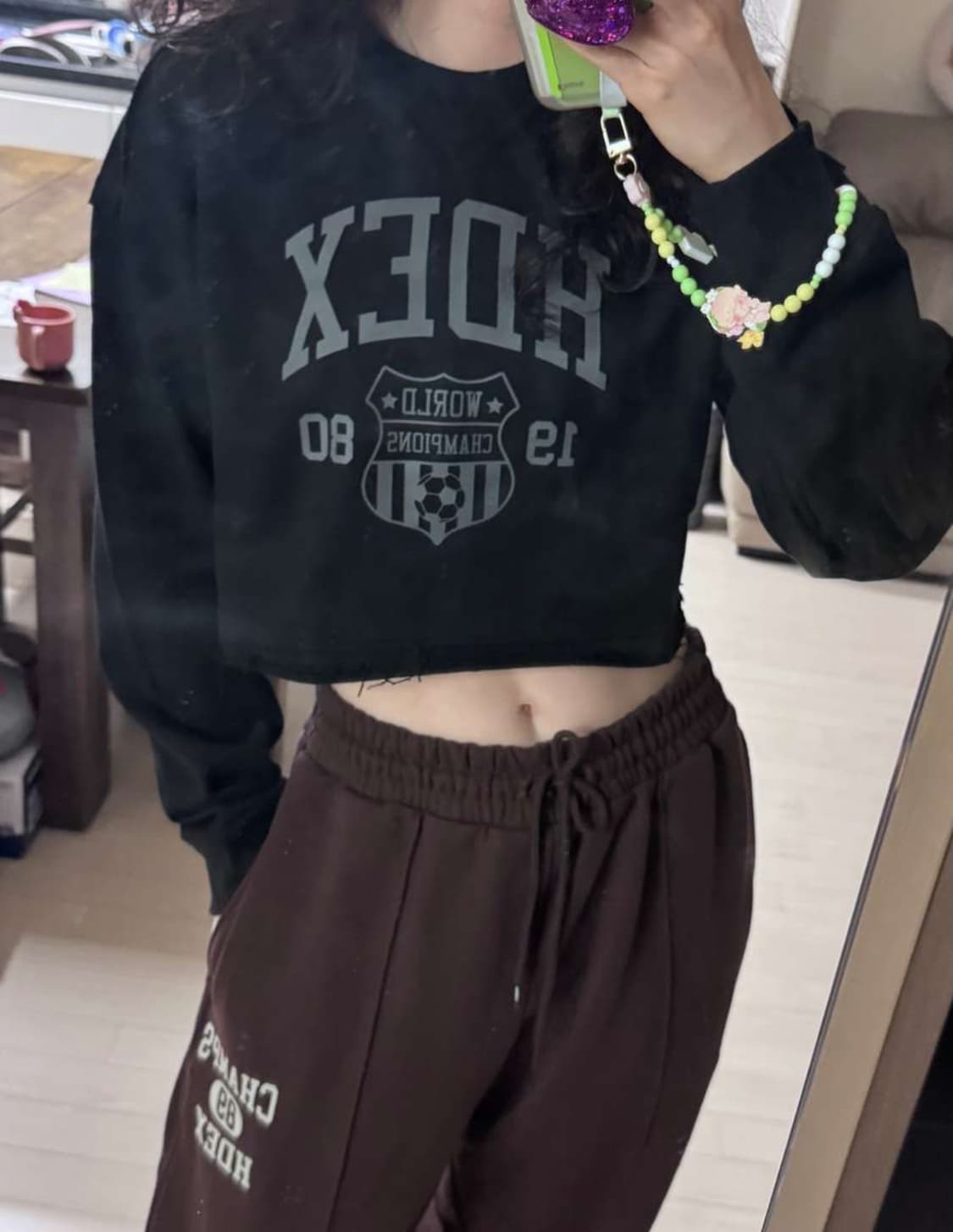 S 44 55 HDEX 에이치덱스 로우엣지 크롭티 맨투맨 후드티 상품이미지5