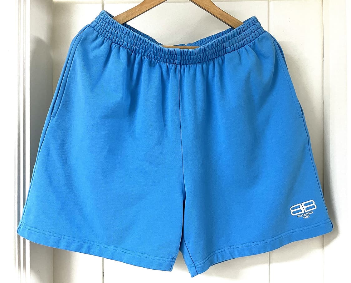@새상품@ 발렌시아가 로고 자수 스웻 쇼츠 반바지 블루컬러 상품이미지1