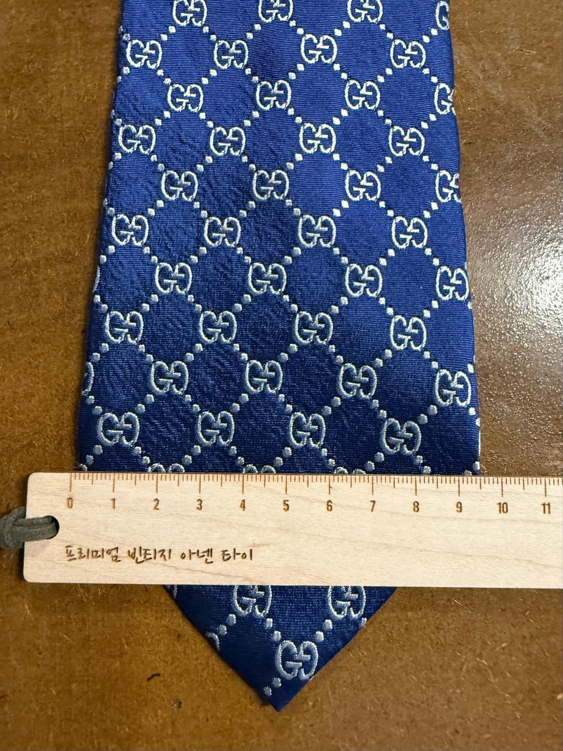 구찌 GUCCI GG 시마 패턴 실크 넥타이 블루 상품이미지7